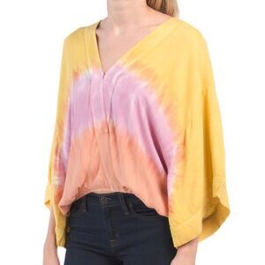 Young Fabulous & Broke Pink Yellow Orange Tie Dye Boho Blouse - Size XS - EUC